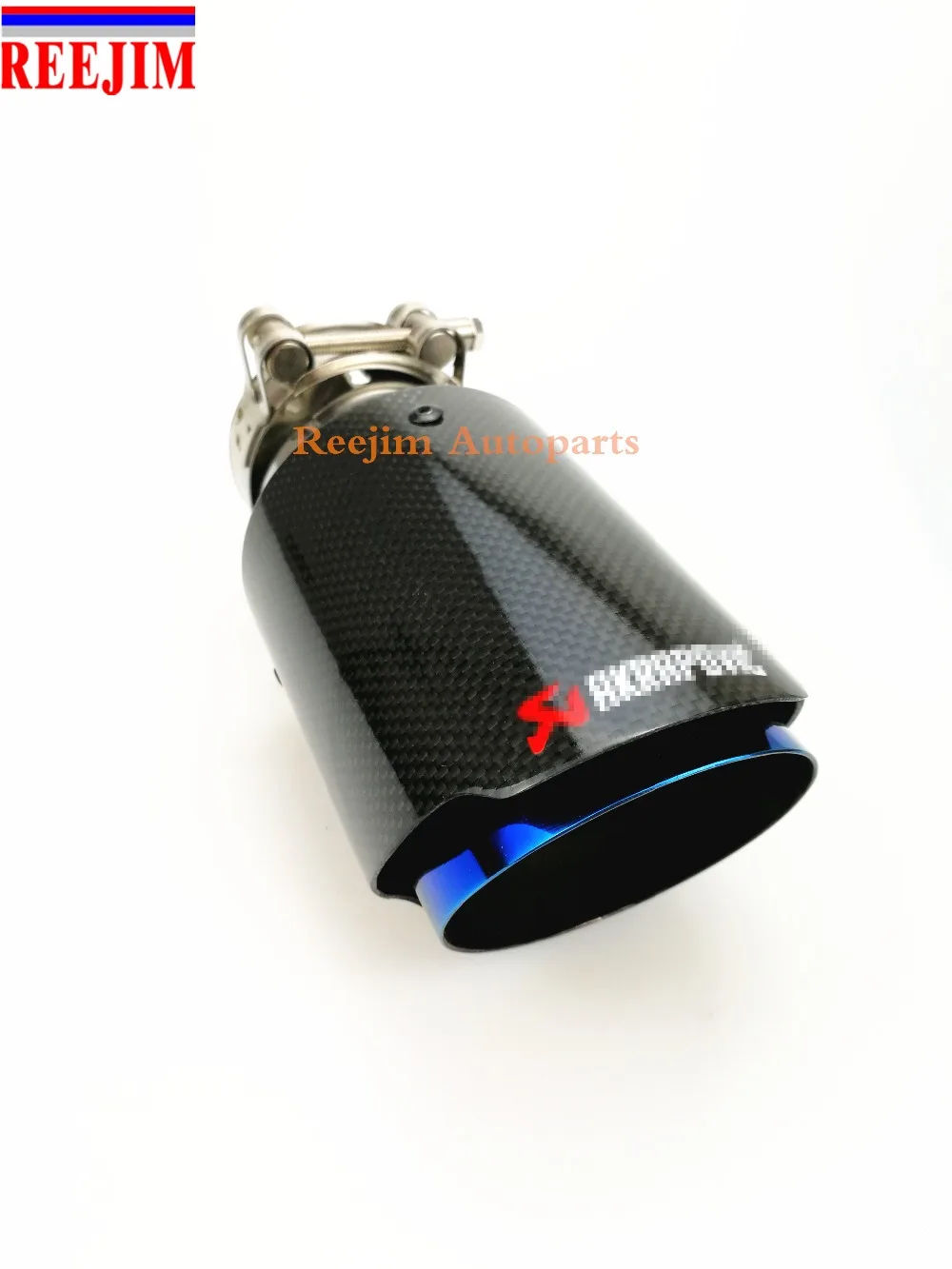 2* Akrapovic Glossy Carbon Fiber Exhaust tip 63-101mm Universal Blue End pipe